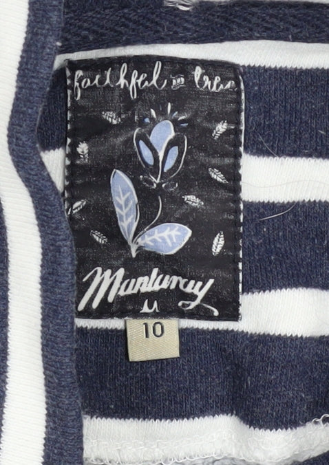 Mantaray Women Navy White Striped Roll Neck Pullover Hoodie Size 10