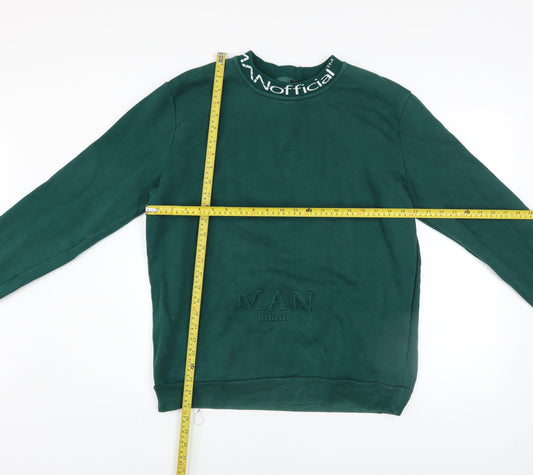 boohooMAN Men's Green Logo Pullover Sweatshirt Size L