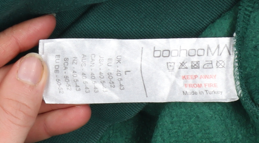 Additional view of boohooMAN Men's Green Logo Pullover Sweatshirt, size L