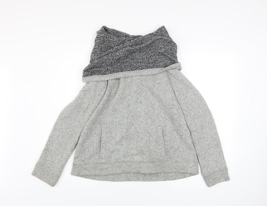 Additional front view of J.Crew Women's Grey Cowl Neck Pullover Sweatshirt, size M, Wool Blend