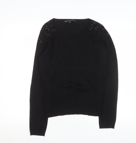 Additional front view of Betty Jackson Black Women's Black Beaded Knit Top, size 12