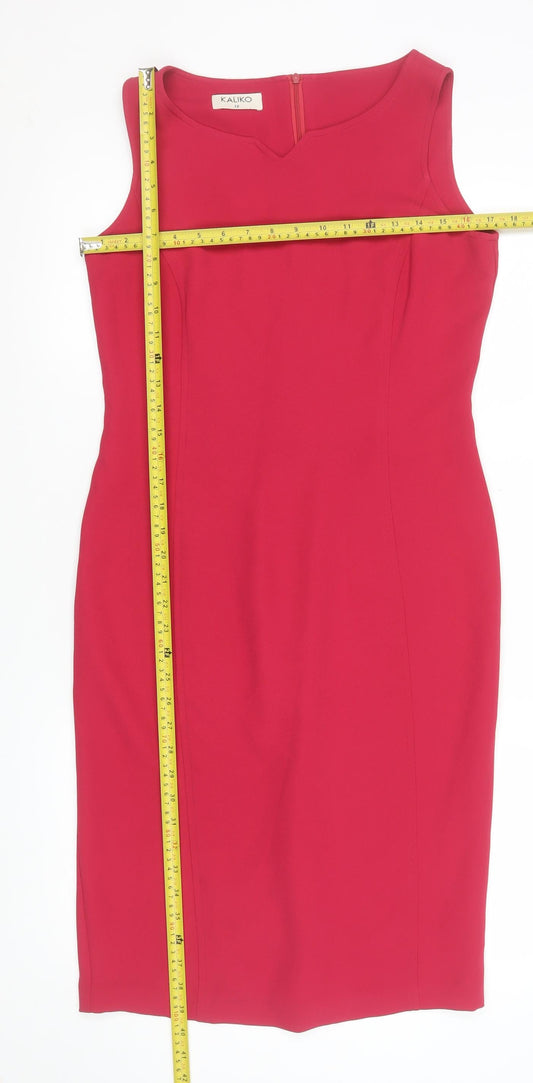 Kaliko Women Red Size 12 Sheath Knee Length Sleeveless Dress