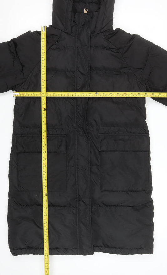 Hulabalu Womens Black Long Puffer Coat Size 12 Hooded Winter Jacket