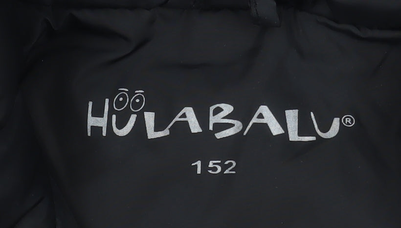 Hulabalu Womens Black Long Puffer Coat Size 12 Hooded Winter Jacket