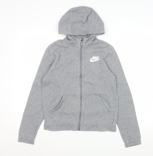 Nike Teens Grey Full Zip Hooded Sports Jacket L