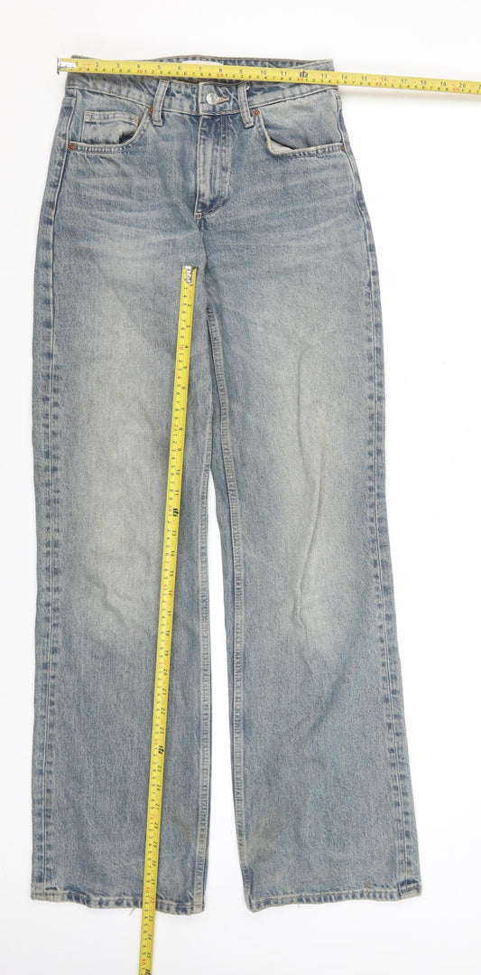 Zara Women Blue Size 6 Wide-Leg High Rise Cotton Jeans