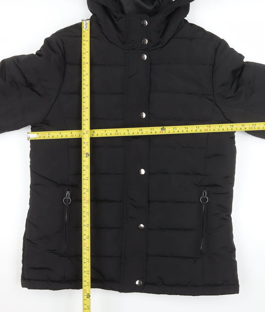 Golddigga Women's Black Puffer Jacket Size 10 Hooded Winter Coat
