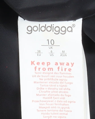 Golddigga Women's Black Puffer Jacket Size 10 Hooded Winter Coat