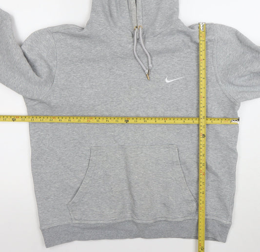 Nike Mens Grey L Pullover Hoodie Fleece Logo Sweatshirt