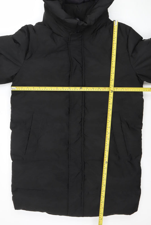 Point Zero Men's Black Hooded Puffer Jacket Size M Winter Waterproof