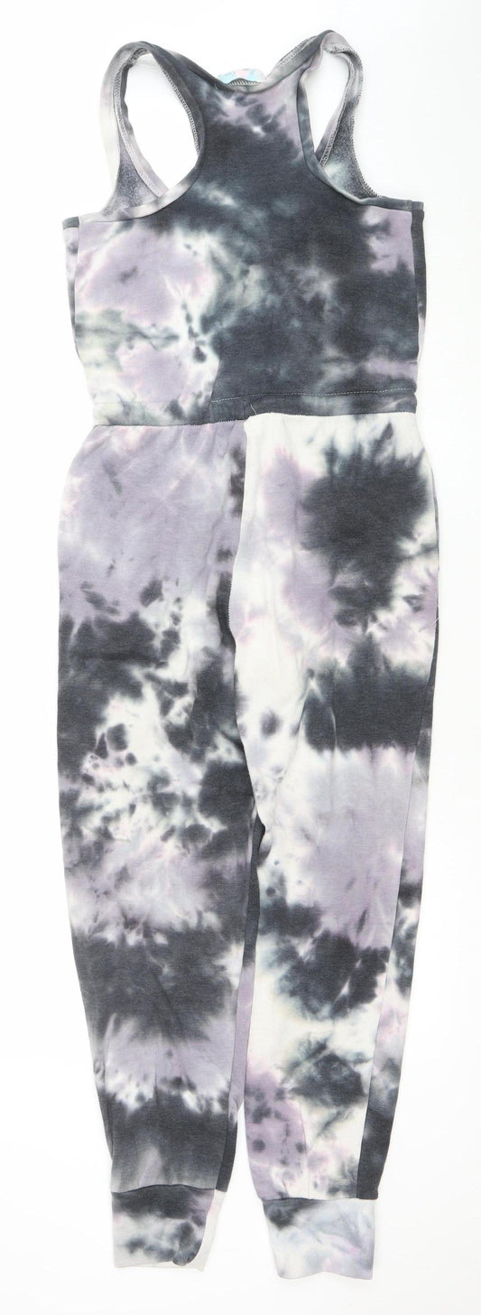 Hippie Rose Women's Grey Tie Dye Sleeveless Jumpsuit Size S Cotton Blend