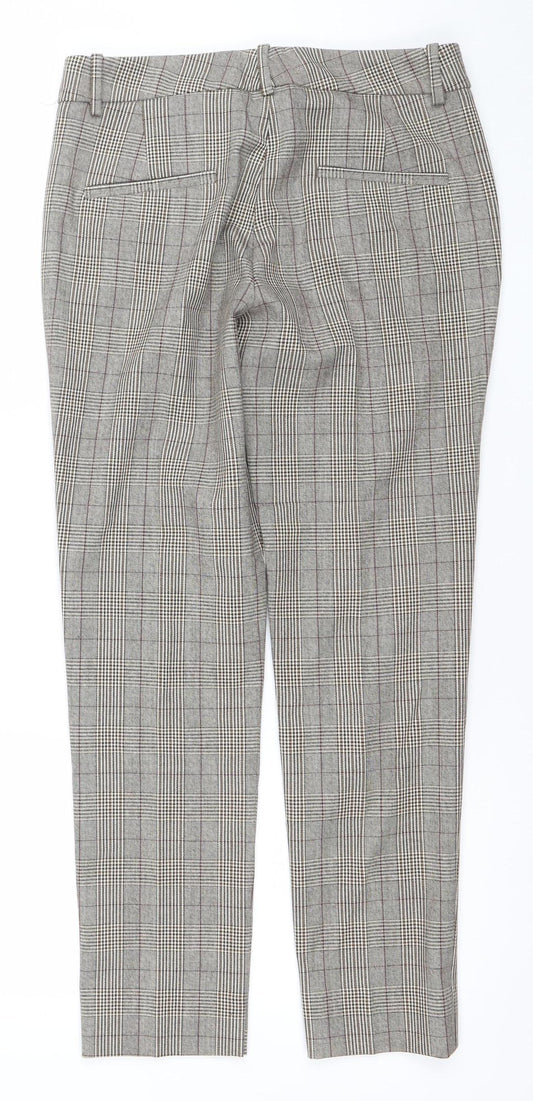 Additional front view of Zara Woman Grey Check Slim Fit Tailored Trousers, size 6