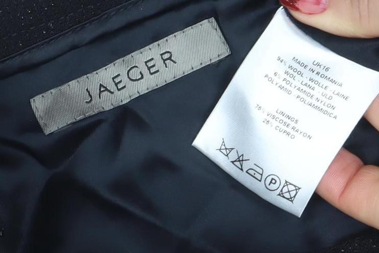 Jaeger Women's Black Wool Pencil Skirt Size 12 Lined Workwear