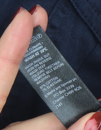 Marks and Spencer Women Blue Cotton Shirt Dress Size 12