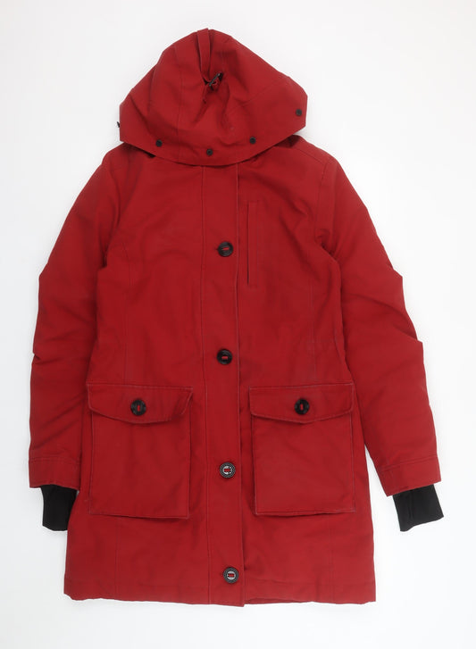 Marks & Spencer Womens Red Hooded Parka Coat Size 10