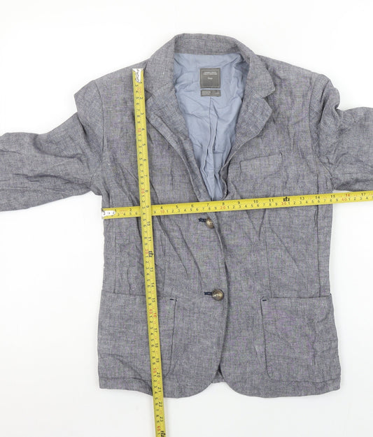 Gap Women's Grey Linen Blend Single-Breasted Blazer UK 8