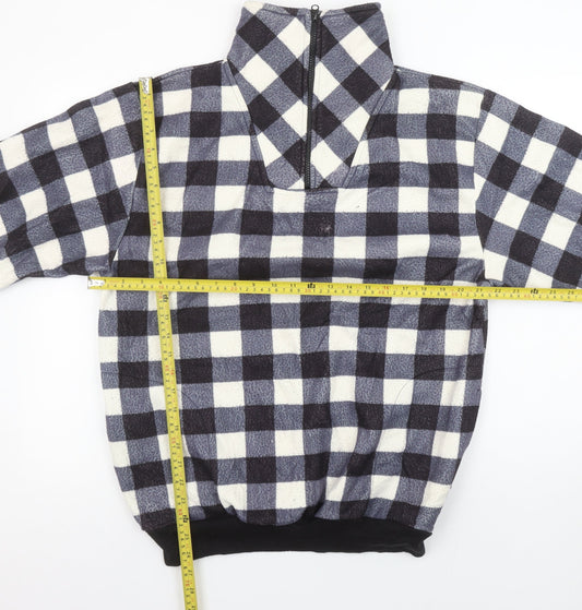 Stats Men's Black Check Fleece 1/4 Zip Pullover Sweatshirt XL