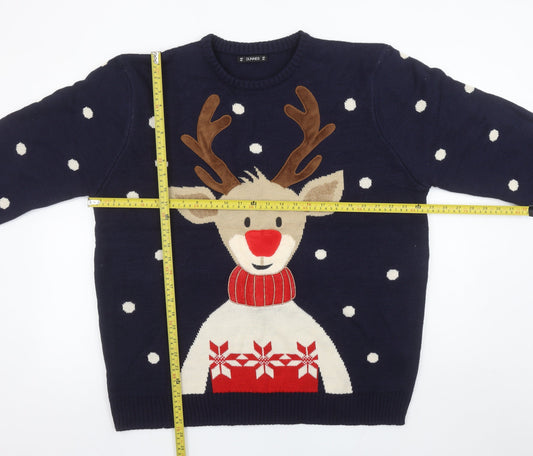 Dunnes Women's Blue Reindeer Christmas Jumper Size 2XL