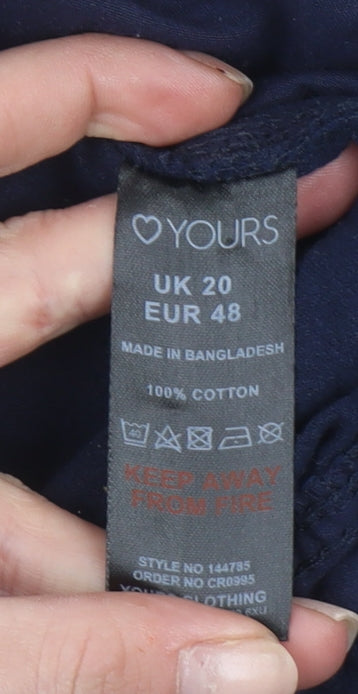 Yours Women’s Navy Blue Size 20 Cotton Casual Elastic Waist Shorts