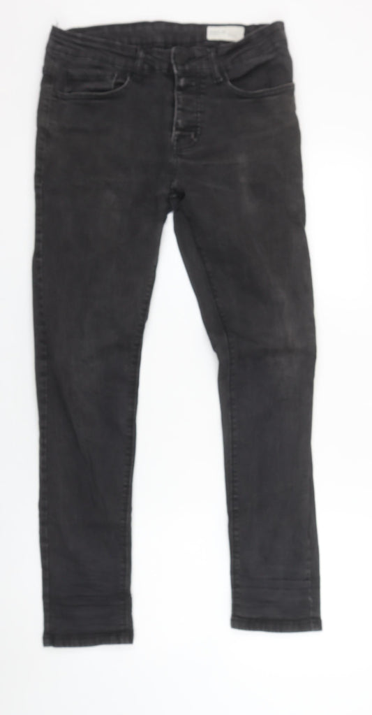 Additional front view of Denim Co Men's Black Skinny Jeans W30 L30 Slim Fit