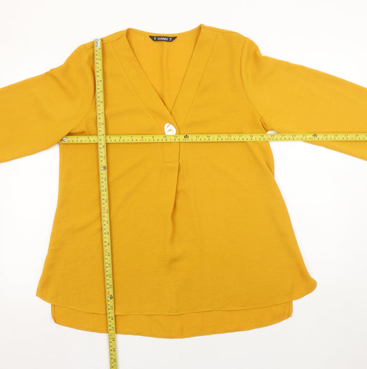Dunnes Women’s Yellow 3/4 Sleeve V-Neck Tunic Blouse Size M