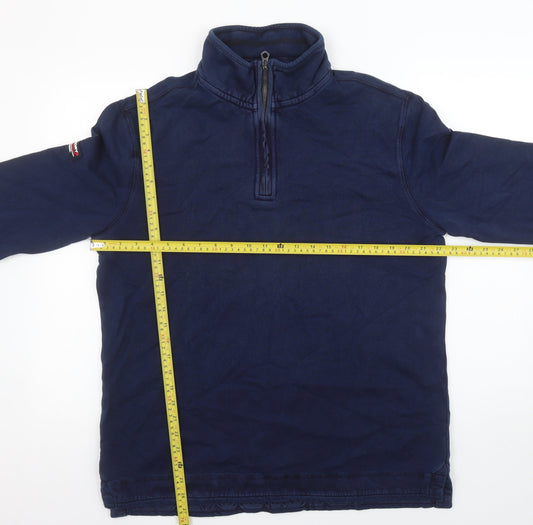 Superdry Men's Blue XL 1/4 Zip Pullover Cotton Sweatshirt