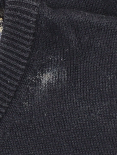 Benetti Men's Blue Cotton V-Neck Jumper XL Classic Fit