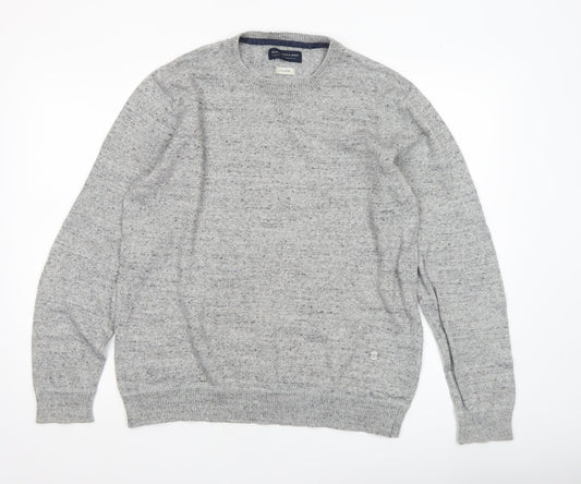 Jack & Jones Men's Grey XL Crew Neck Cotton Knit Jumper