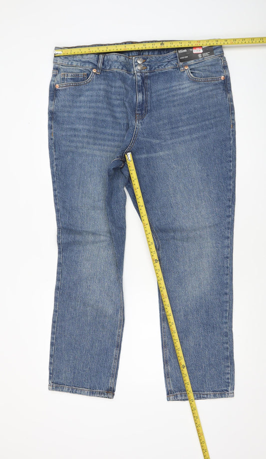 F&F Women Blue Size 18 Slim Mid Rise Straight Denim Jeans