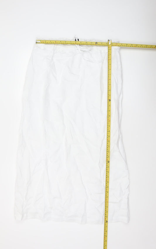 Saks Fifth Avenue Women’s White Linen Midi Skirt Size M