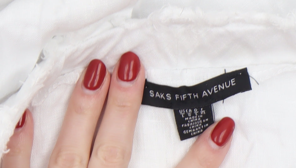 Saks Fifth Avenue Women’s White Linen Midi Skirt Size M