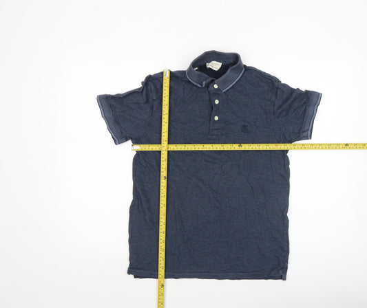 Selected Homme Men's Blue Cotton Polo Shirt Size S Short Sleeve
