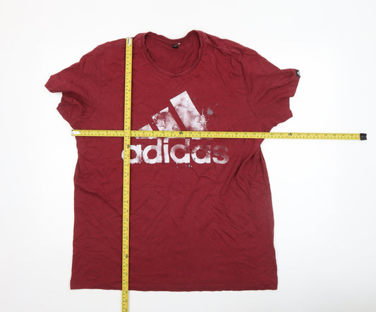 Adidas Men’s Red Cotton XL Logo Graphic T-Shirt