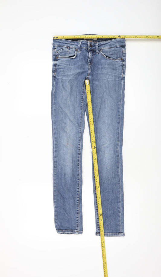 Topshop Women’s Blue Moto Skinny Jeans Size 8 W26 L30 Stretch Denim