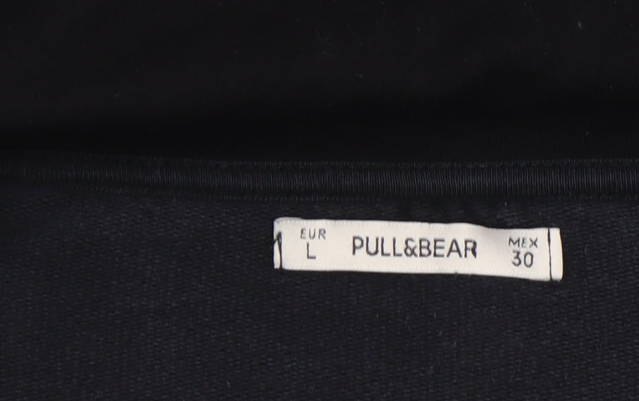 Pull&Bear Womens Black Basic Short Sleeve Crew Neck T-Shirt Size 12
