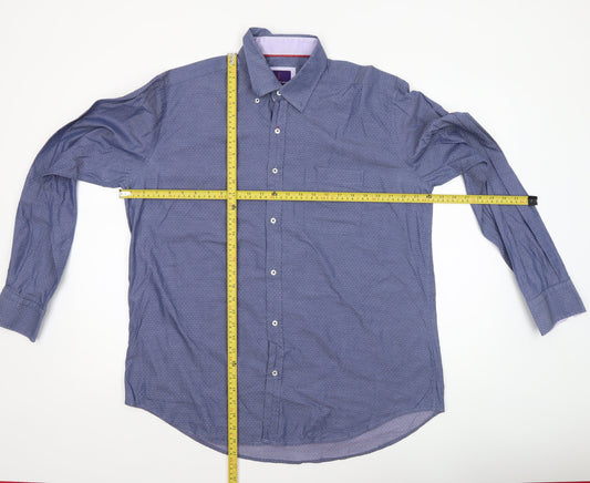 Dylan Thomas Men’s Blue Button-Down XL Long Sleeve Cotton Shirt