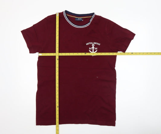 Marco Manzini Men's Red Nautical Heritage Crew Neck T-Shirt Size L