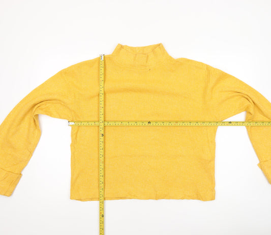 Zara Women Yellow Cropped Mock Neck Knit Top Size 8