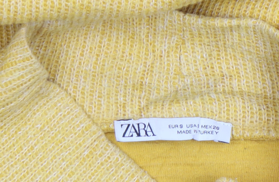 Zara Women Yellow Cropped Mock Neck Knit Top Size 8