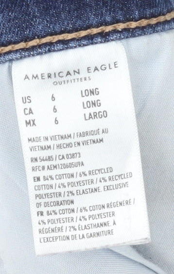 American Eagle Women’s Blue Skinny Jeans Size 10 Tall Denim Stretch