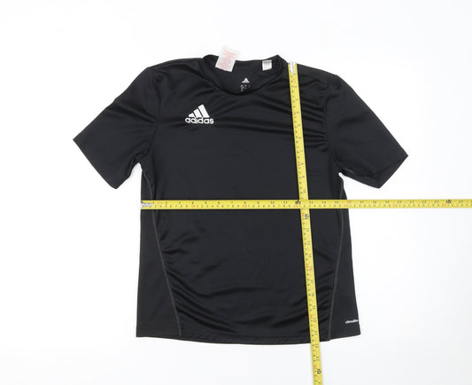 Adidas Boys Black 13-14 Years Climalite Short Sleeve Athletic T-Shirt