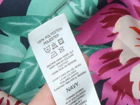 Gallery Womens Navy Floral Long Sleeve Blouse Size 16 Polyester