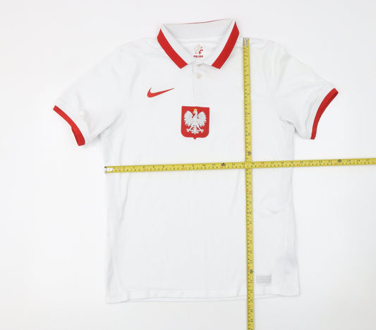 Nike Men's Polska Football Polo Shirt White Red M Dri-FIT Jersey
