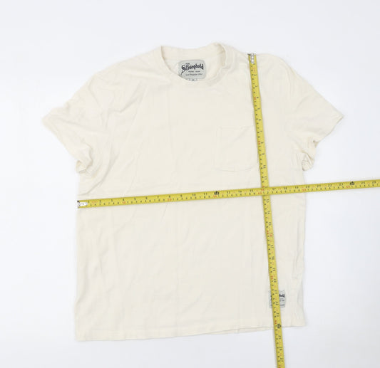 The Stronghold Men's Ivory Cotton Short Sleeve Crew Neck T-Shirt M