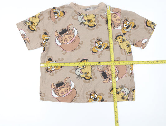 Disney Women’s Beige Lion King Cartoon T-Shirt Size S 100% Cotton