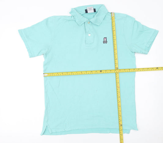 Psycho Bunny Unisex Blue Cotton Polo Shirt Size 4 Short Sleeve Classic Fit