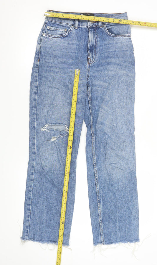 ASOS Women’s Blue Distressed High Rise Straight Jeans Size 8