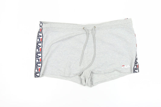 Additional front view of Fila women’s grey l shorts drawstring jersey activewear