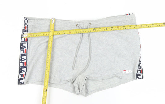 FILA Womens Grey L Shorts Drawstring Jersey Activewear