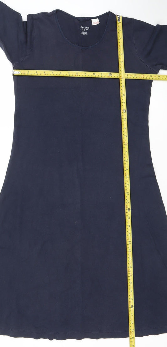 Lands' End Women's Petite Navy Blue Cotton Shift Dress XS